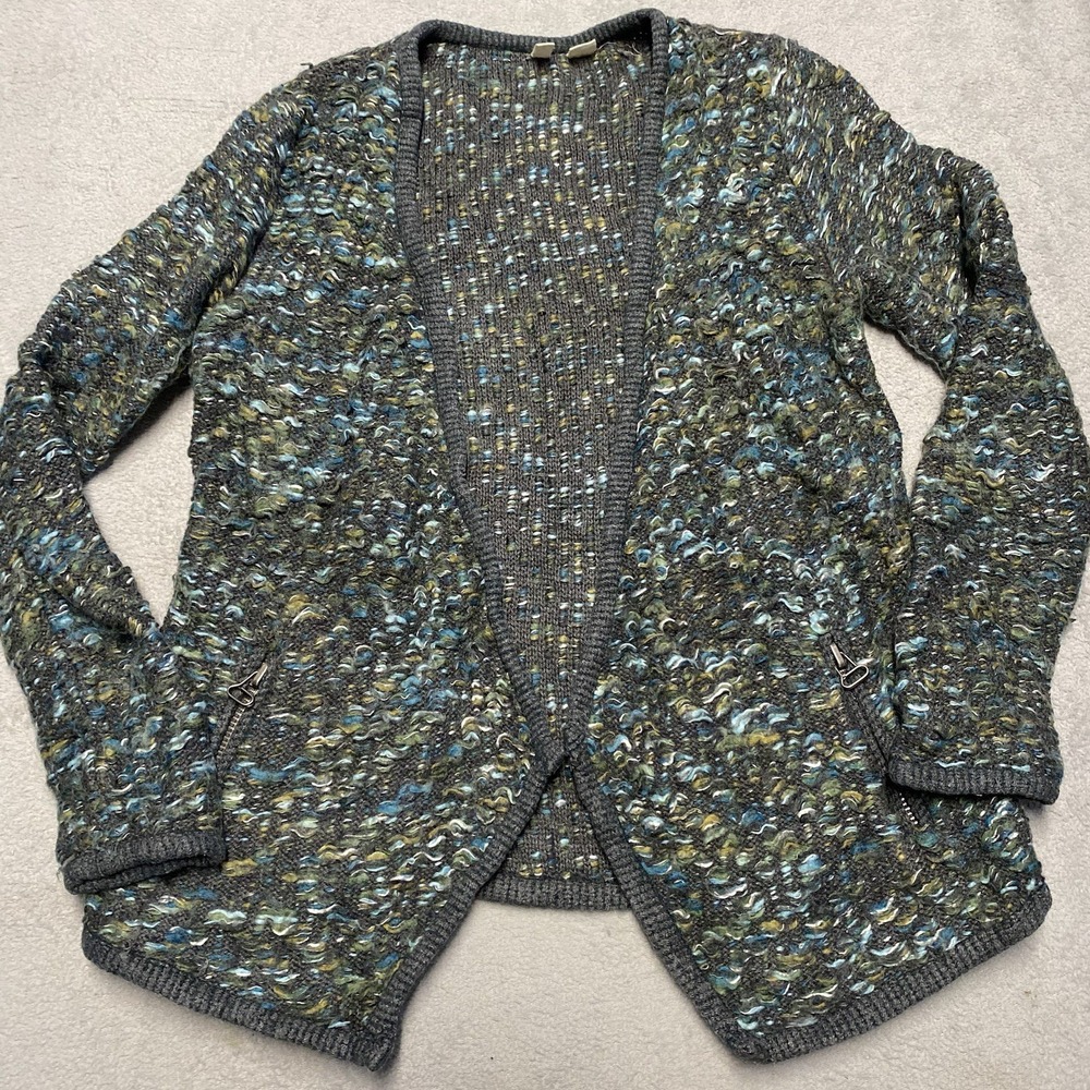 Moth Anthropologie Cardigan Sweater XS Multicolor Textured Knit Wool Blend‎ Open